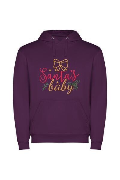 iLovePrints Merry Santa's Baby Joys Φούτερ με κουκούλα σε χρώμα Μωβ