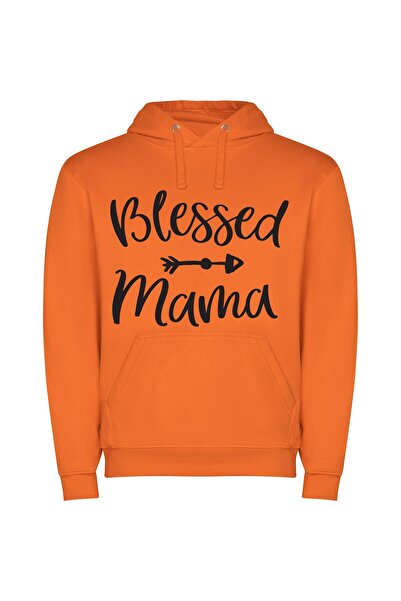 iLovePrints Blessed Mama's Sacred SVG Φούτερ με κουκούλα σε χρώμα Πορτοκαλί