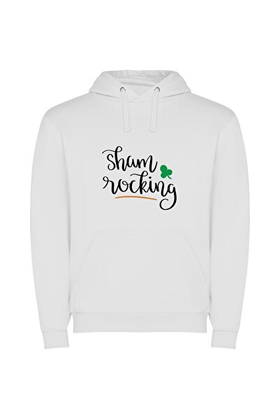 iLovePrints Shamrock Inspired Handwriting Art Φούτερ με κουκούλα σε χρώμα Λευκό