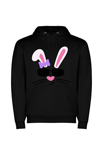 iLovePrints Feline Chic Eared Extravaganza Φούτερ με κουκούλα σε χρώμα Μαύρο