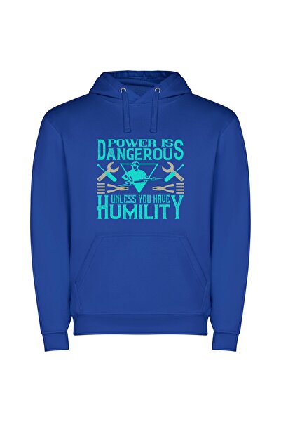 iLovePrints Power with Humble Grace Φούτερ με κουκούλα σε χρώμα Μπλε
