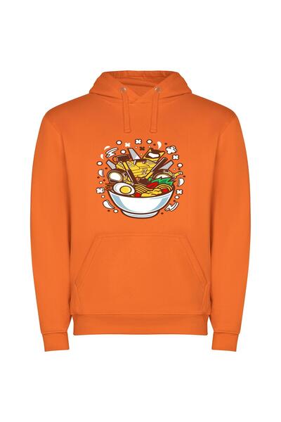iLovePrints Delicious Noodle Bliss Φούτερ με κουκούλα σε χρώμα Πορτοκαλί