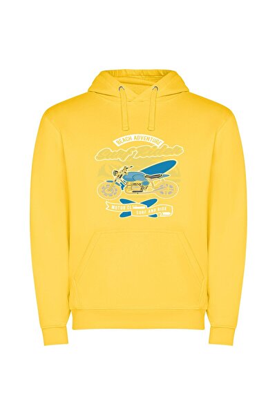 iLovePrints Waveswept Motorbike Journey Φούτερ με κουκούλα σε χρώμα Κίτρινο