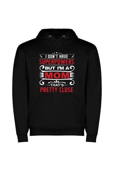 iLovePrints Super Mom's Special Day Φούτερ με κουκούλα σε χρώμα Μαύρο