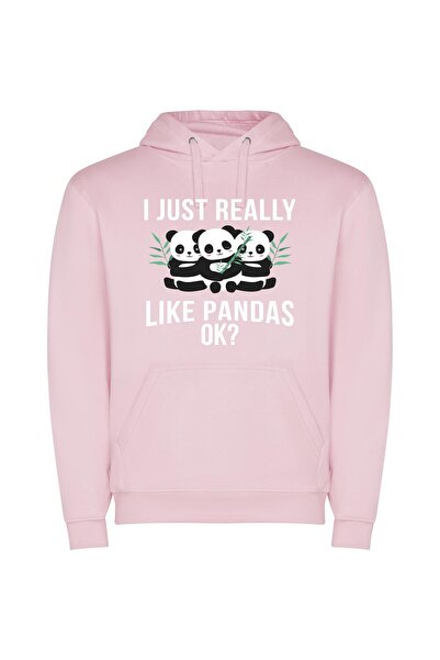 iLovePrints Panda Tower: A Bamboo masterpiece Φούτερ με κουκούλα σε χρώμα Ροζ