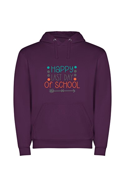 iLovePrints Happy Last School Farewell Φούτερ με κουκούλα σε χρώμα Μωβ