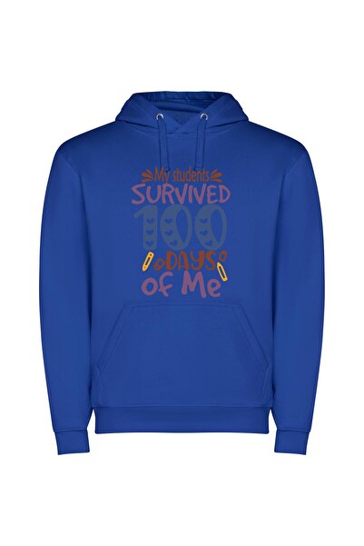 iLovePrints Survival Celebration: 100 Days+ Φούτερ με κουκούλα σε χρώμα Μπλε