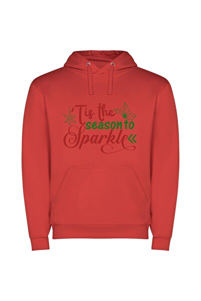 iLovePrints Season of Sparkle Φούτερ με κουκούλα σε χρώμα Κόκκινο