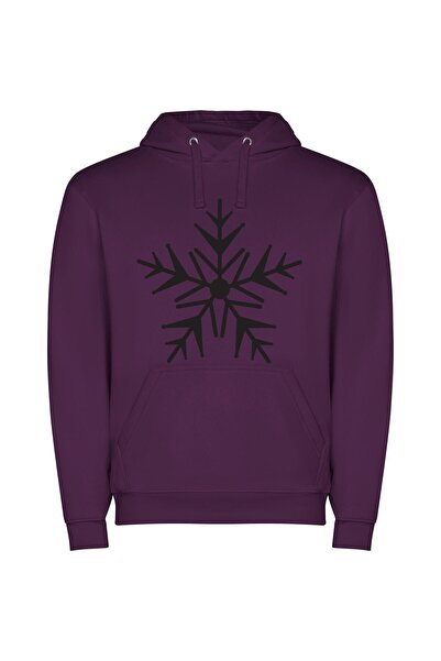 iLovePrints Winter's Mystical Snowflake Φούτερ με κουκούλα σε χρώμα Μωβ