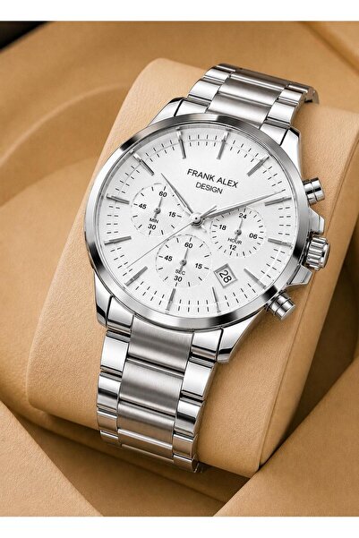 Frank Alex Men's Wristwatch with Steel Strap with 2 Years Warranty for Groom ...