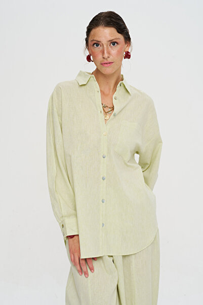 Orfeo Negro Women's Single Pocket Oversized Cut Shirt with Stripe Detail