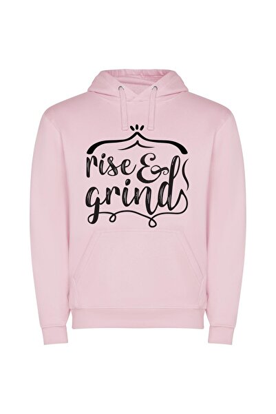 iLovePrints Grind & Rise: Aesthetically Chic Φούτερ με κουκούλα σε χρώμα Ροζ