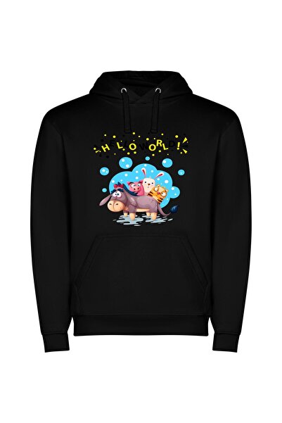iLovePrints Animal Joyride Φούτερ με κουκούλα σε χρώμα Μαύρο