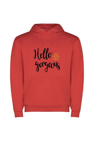 iLovePrints Gorgeous Lady Greetings Φούτερ με κουκούλα σε χρώμα Κόκκινο
