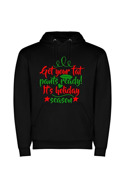 iLovePrints Holiday Feast Fashion Φούτερ με κουκούλα σε χρώμα Μαύρο