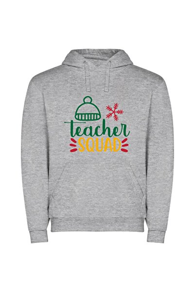 iLovePrints Charming Snowflake Teacher Squad Φούτερ με κουκούλα σε χρώμα Γκρι