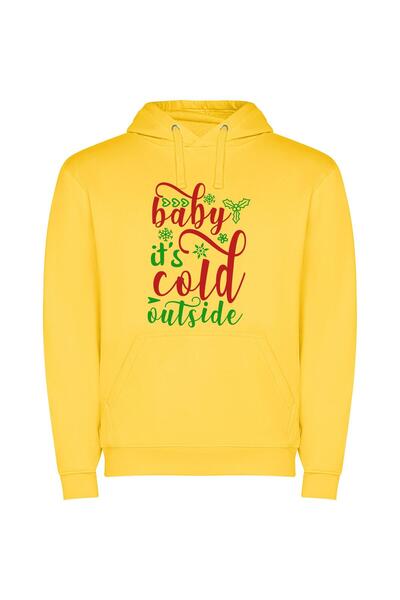 iLovePrints Winter Charm Extravaganza Φούτερ με κουκούλα σε χρώμα Κίτρινο