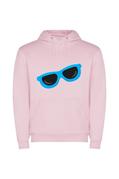 iLovePrints Blue Shades of Style Φούτερ με κουκούλα σε χρώμα Ροζ