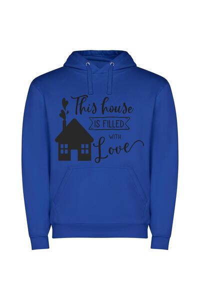 iLovePrints Love-Filled Dream Home Φούτερ με κουκούλα σε χρώμα Μπλε