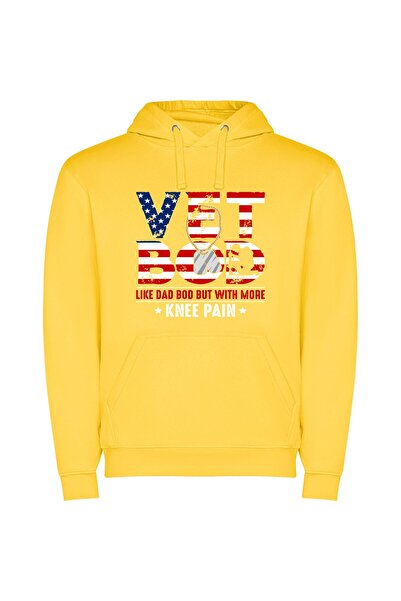 iLovePrints Patriotic Dad T-Shirt Φούτερ με κουκούλα σε χρώμα Κίτρινο