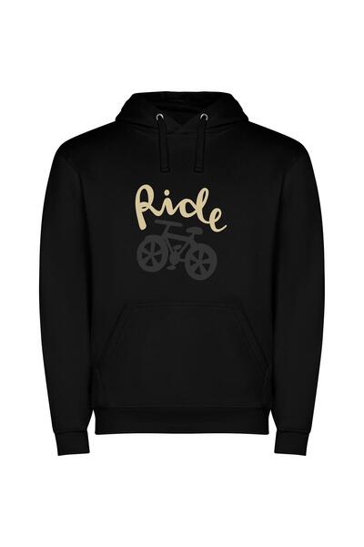 iLovePrints Cycle Elegantly: Ride On Φούτερ με κουκούλα σε χρώμα Μαύρο