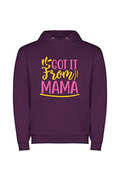 iLovePrints Mama's Print Fresh Front Φούτερ με κουκούλα σε χρώμα Μωβ