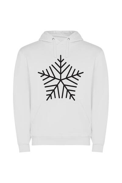iLovePrints Snowflake Noir Φούτερ με κουκούλα σε χρώμα Λευκό
