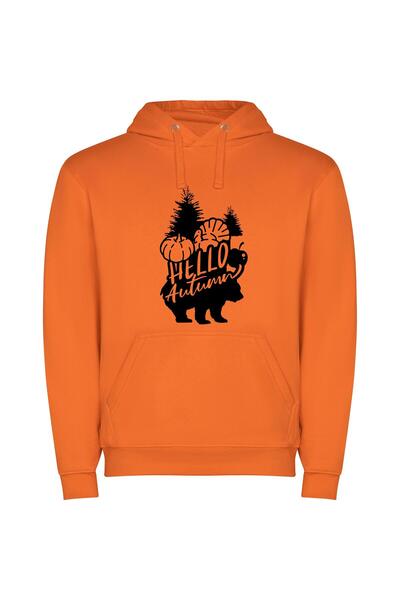 iLovePrints Autumn's Monochromatic Bear Φούτερ με κουκούλα σε χρώμα Πορτοκαλί
