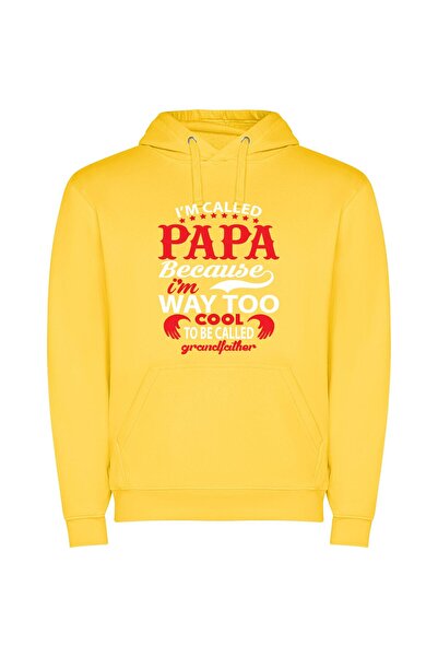 iLovePrints Grand Cool Dad Vibes Φούτερ με κουκούλα σε χρώμα Κίτρινο