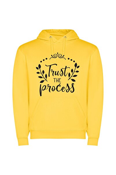 iLovePrints Divine Monochrome Trust Φούτερ με κουκούλα σε χρώμα Κίτρινο