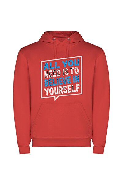 iLovePrints Power of Self-Belief Φούτερ με κουκούλα σε χρώμα Κόκκινο