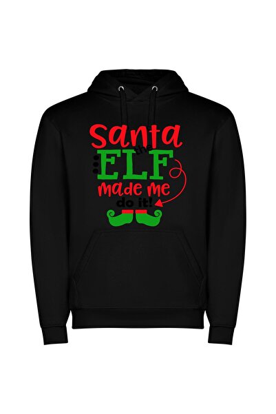 iLovePrints Mischievous Elf Shenanigans Φούτερ με κουκούλα σε χρώμα Μαύρο