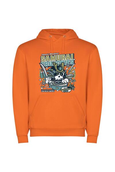 iLovePrints Ink Samurai Awakening Φούτερ με κουκούλα σε χρώμα Πορτοκαλί