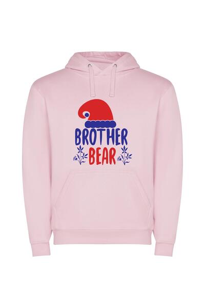 iLovePrints Vibrant Brotherhood: Bear Hat Φούτερ με κουκούλα σε χρώμα Ροζ