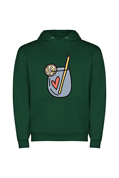 iLovePrints Straw & Slice Elixir Φούτερ με κουκούλα σε χρώμα Πράσινο