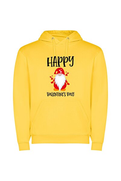 iLovePrints Euphoric Valentine's Greetings Φούτερ με κουκούλα σε χρώμα Κίτρινο
