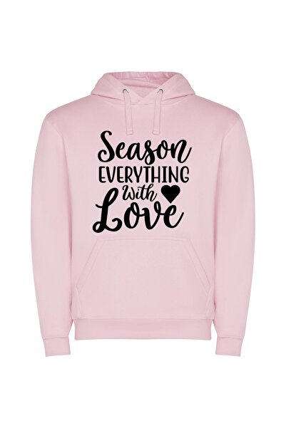 iLovePrints Love-Filled Seasonal Prints Φούτερ με κουκούλα σε χρώμα Ροζ