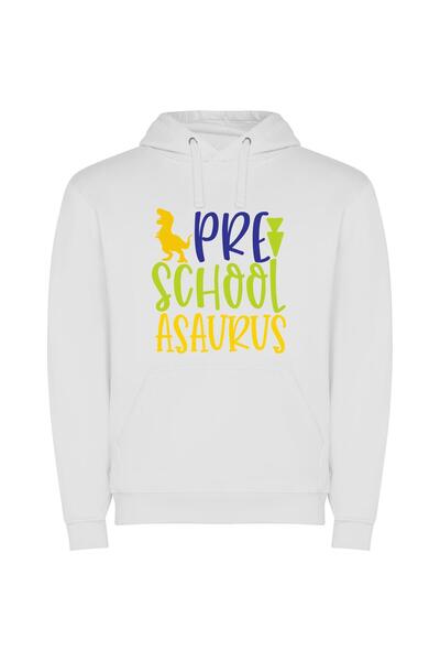 iLovePrints Prehistoric Pre-School Logo Φούτερ με κουκούλα σε χρώμα Λευκό