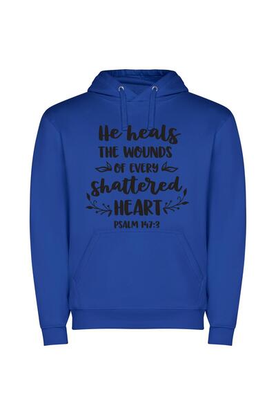 iLovePrints Healing Shattered Hearts Φούτερ με κουκούλα σε χρώμα Μπλε