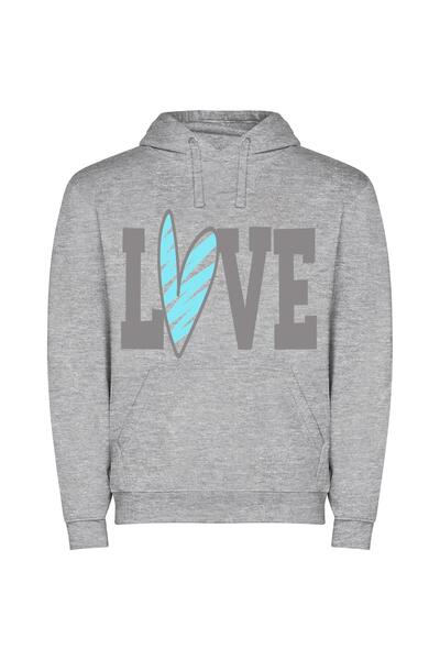 iLovePrints Love Surf Vibe Φούτερ με κουκούλα σε χρώμα Γκρι