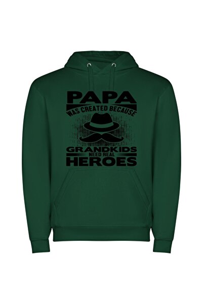 iLovePrints Magnificent Grandfatherly Hero Φούτερ με κουκούλα σε χρώμα Πράσινο