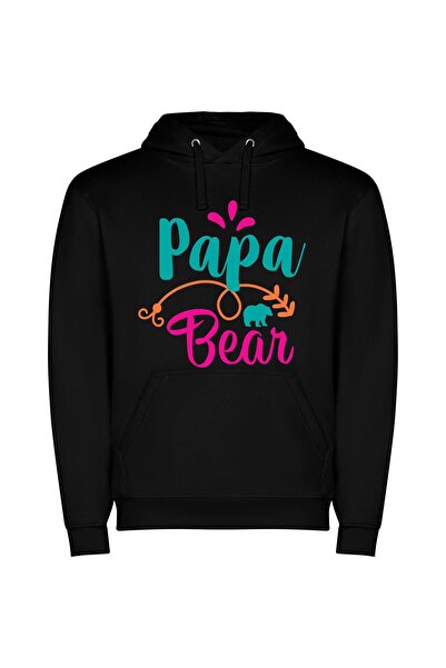 iLovePrints Artistic Family Emblem: Papa Bear Φούτερ με κουκούλα σε χρώμα Μαύρο