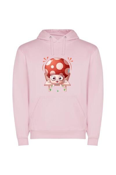 iLovePrints Woodland Whimsy: Mushroom Madness Φούτερ με κουκούλα σε χρώμα Ροζ