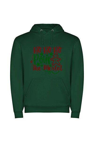 iLovePrints Festive Typography Delight Φούτερ με κουκούλα σε χρώμα Πράσινο