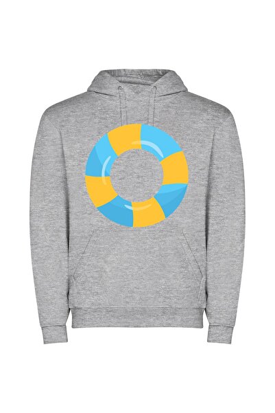 iLovePrints Round Aqua Haven Φούτερ με κουκούλα σε χρώμα Γκρι