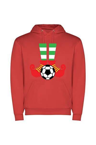 iLovePrints Feet, Ball, Sport Sensation Φούτερ με κουκούλα σε χρώμα Κόκκινο