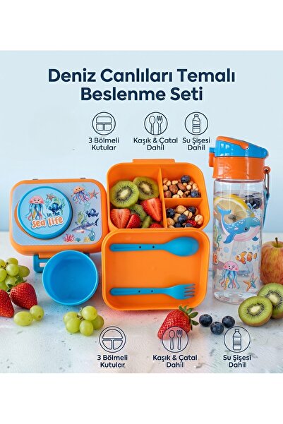 lstri Set of 2 Lunch Box with Bowl and Water Bottle Set, Food Storage Contain...