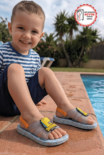 GEZER 13291 Dinosaur Patterned Baby Boy Pool Beach Slippers-Sandals
