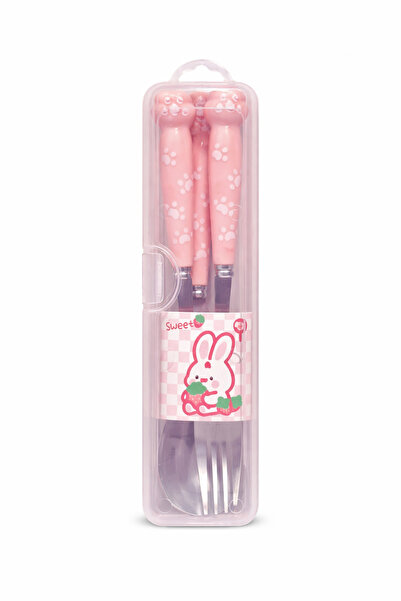 wei inox Set tacâmuri pentru copii cu husă, design panda, lingură + furculiță...