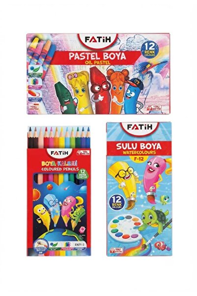 BATS OKUL KIRTASİYE BOYAMA BAŞLANGIÇ SETİ - 12'Lİ KURU BOYA 12'Lİ SULU BOYA 1...